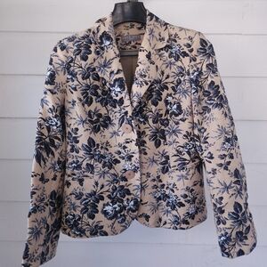 Kate Hill Floral Patterned Women's Blazer Jacket Size 4P